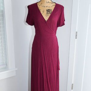 Lulu's Heart of Marigold Burgundy Wrap Maxi Dress Size Large